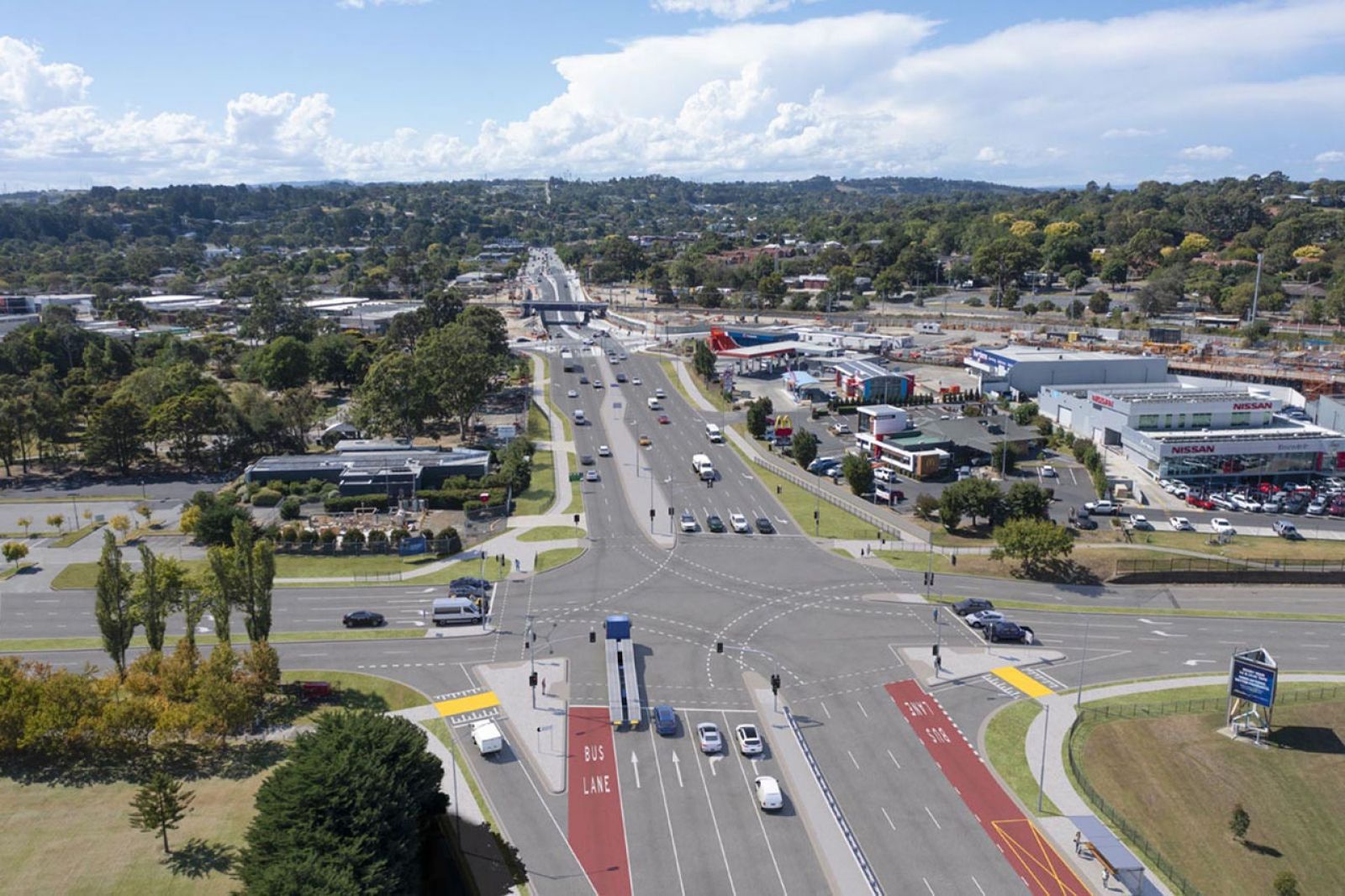An artist’s impression of the upgraded intersection of Clyde Road and Kangan Drive.