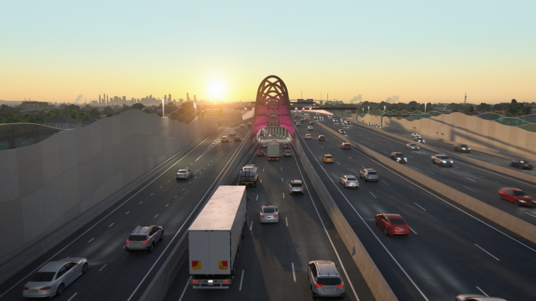 New West Gate Freeway lanes into the citybound tunnel