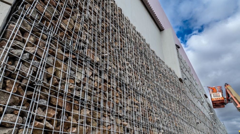 The innovative wire wall installed at Calder Park Drive