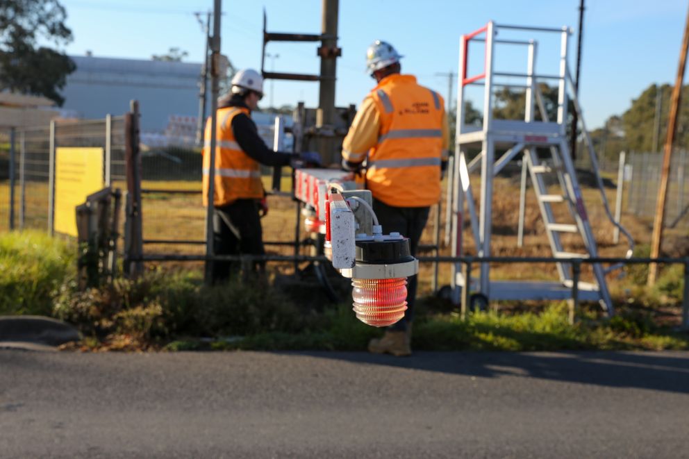 Removing a boom gate at Progress Street, Dandenong South 