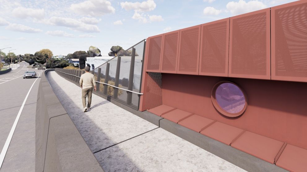 Walking along the new Maidstone Street road bridge, looking towards Altona Beach. Artist impression only, subject to change