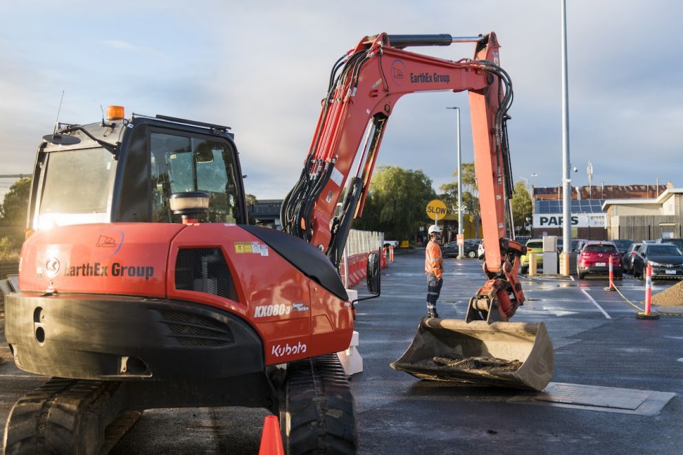 Digger on site ready to excavate