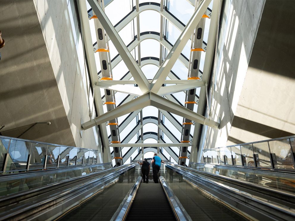 Escalators up to the Grattan Street entrance