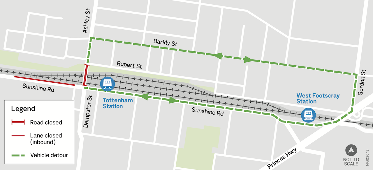 Ashley Street road closure detour map