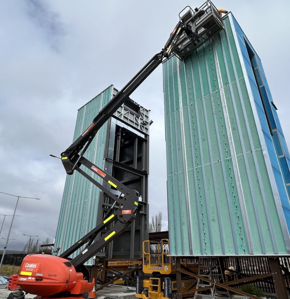 Ballarat Station lift shaft works from a mobile elevating work platform