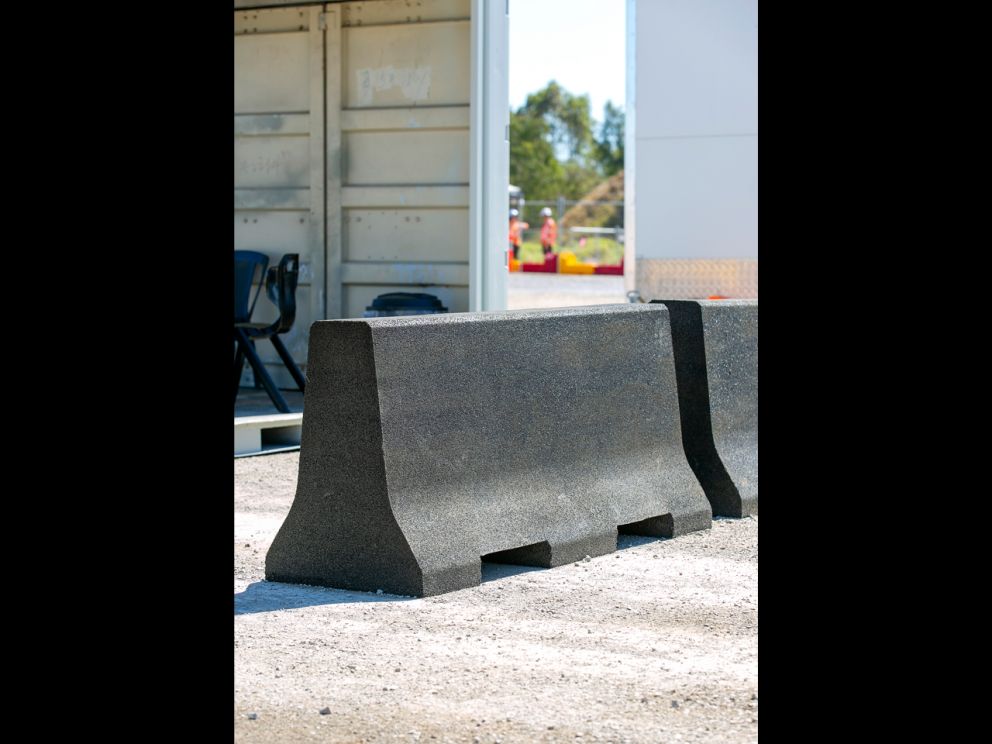 Large recycled rubber guards being used on SRL worksite.