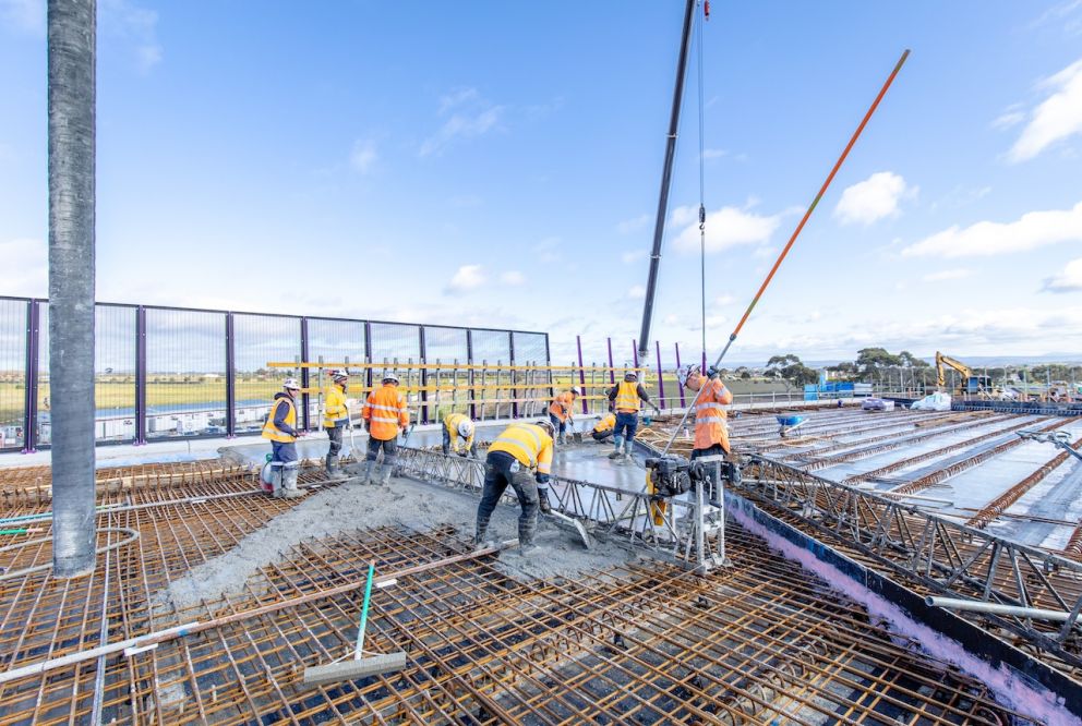 Bridge deck pour at Hopkins Road, Truganina