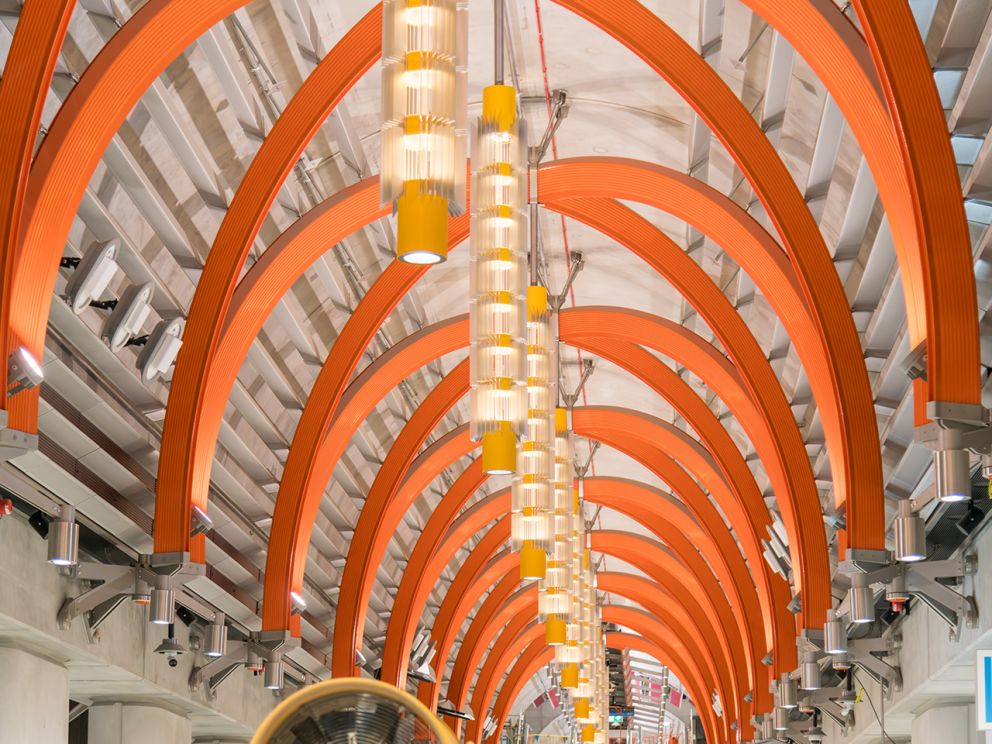 'Chandelier' lights on the platform. 