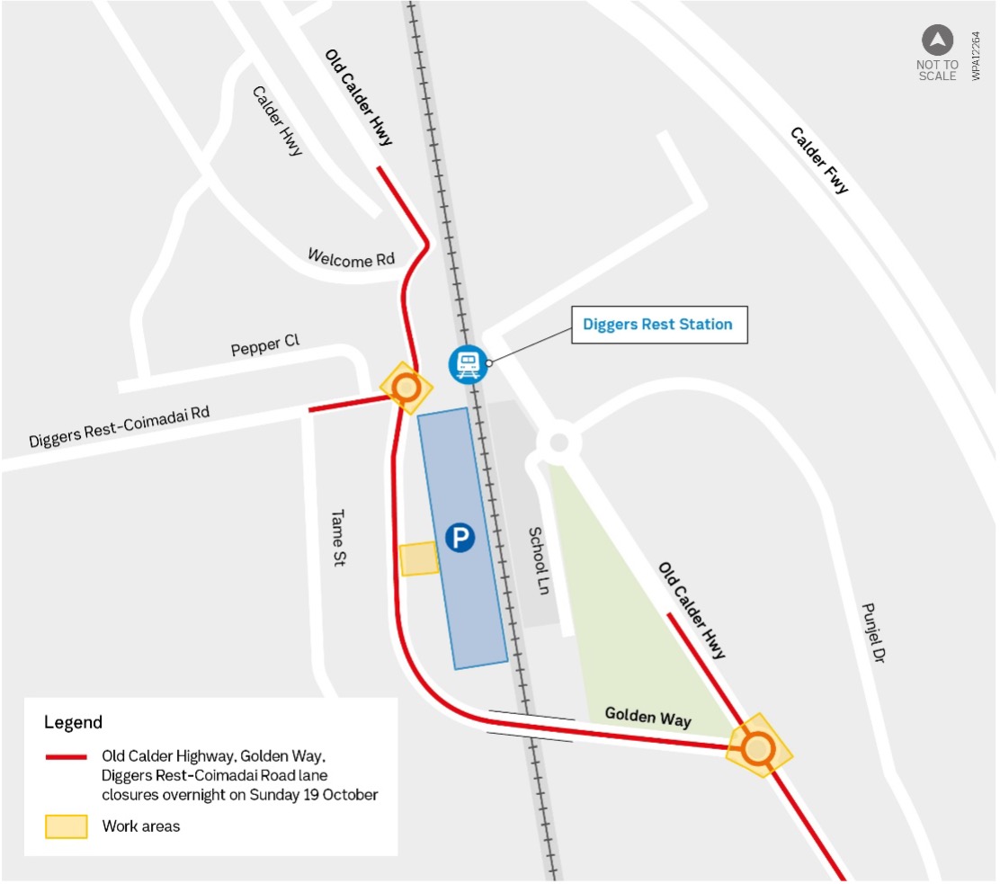 Map showing location of works on Golden Way