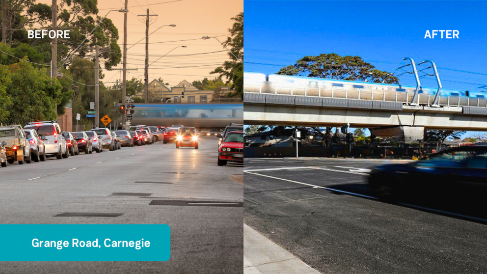 Grange Road, Carnegie before and after