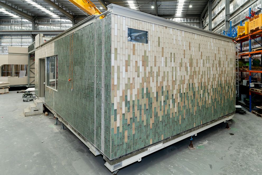 The new elevated premium station for Mordialloc is already taking shape with its prefabricated waiting area almost ready to be lifted into place