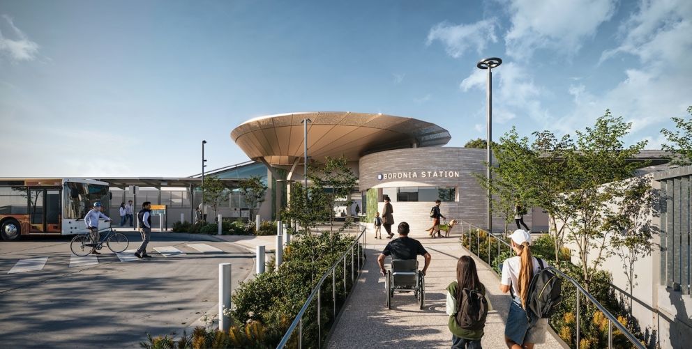 Boronia Station upgrade final render of the Erica Avenue entrance. Artist impression only, subject to change