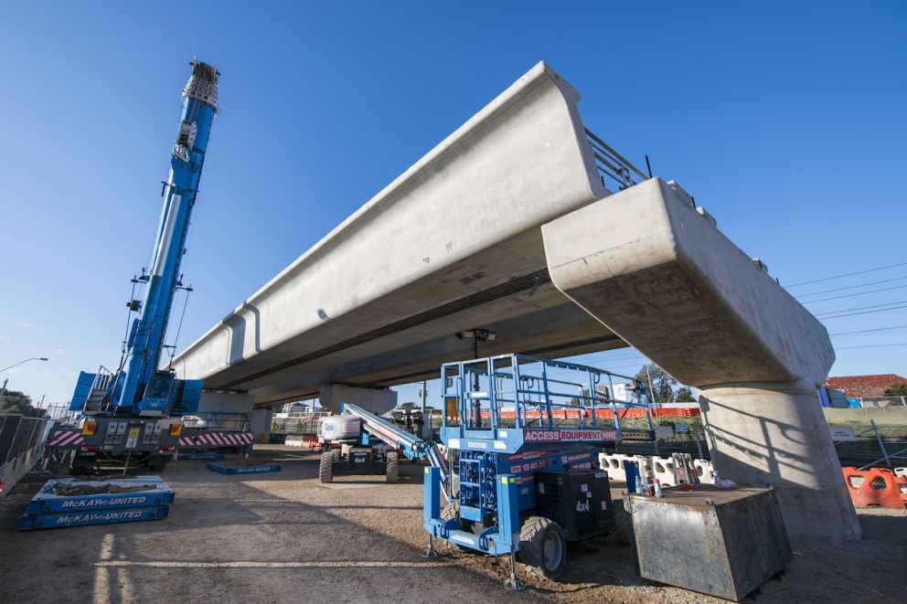 L-beams sitting on top of a crosshead at Aspendale