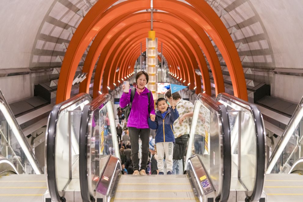 Visitors to one of the new CBD stations. 