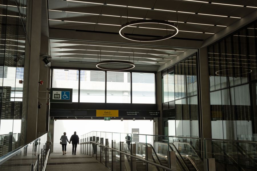 Town Hall Station's Swanston Street entrance. 