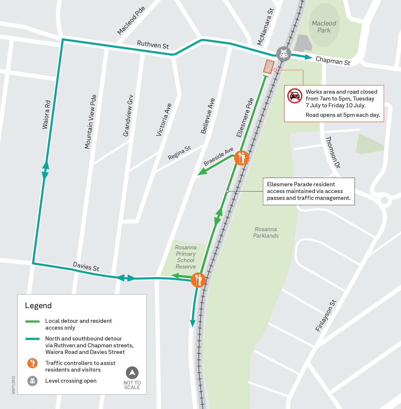 Ellesmere Parade closure map