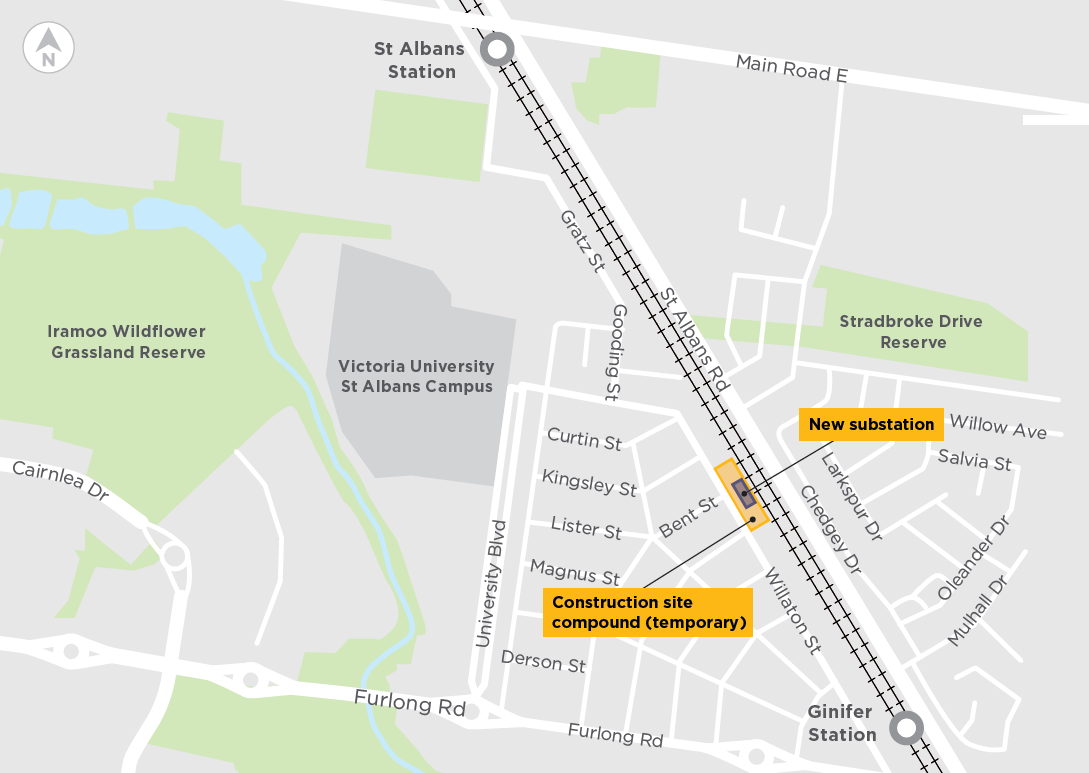 Willaton Street, St Albans substation project site map.