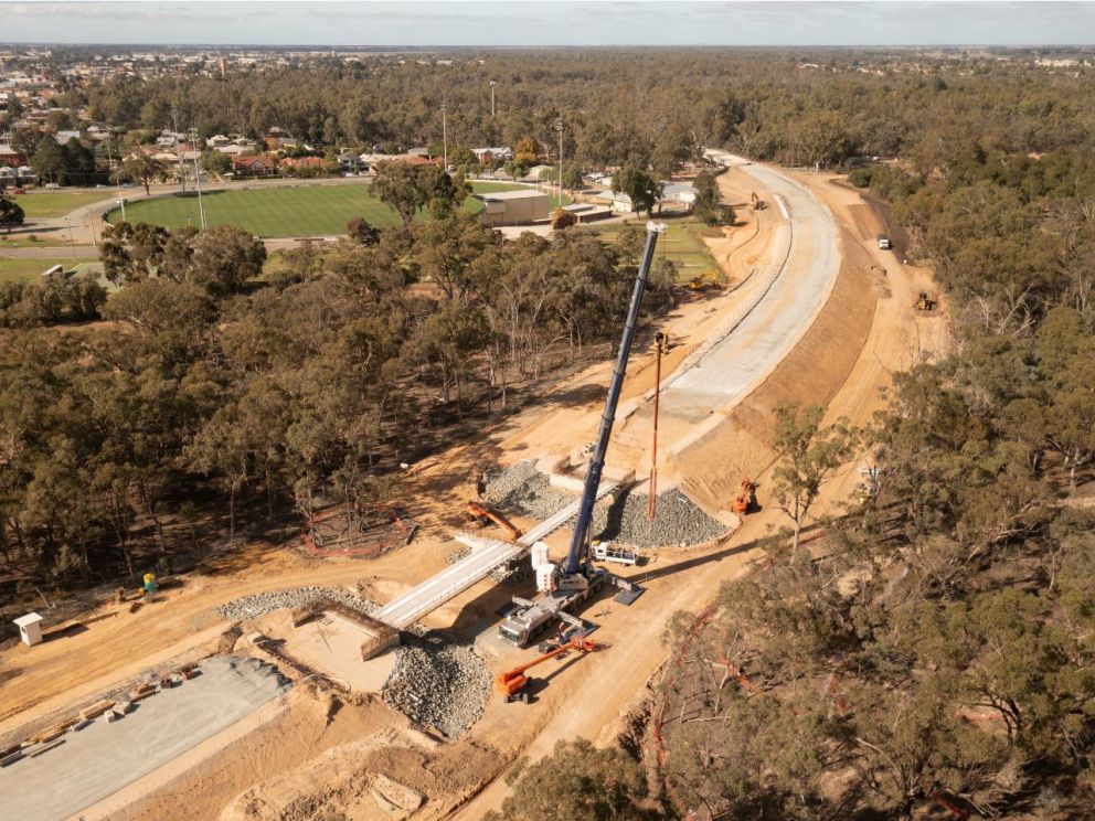 The flood relief bridge being built in Victoria Park