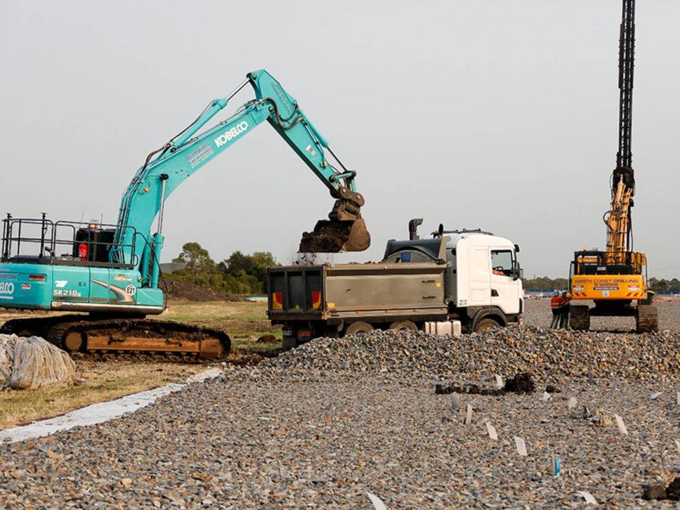 Works to install drainage along the Freeway alignment - January 2020