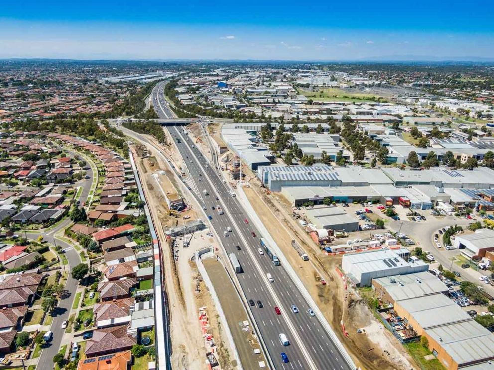 Aerial view of Edgars Road interchange