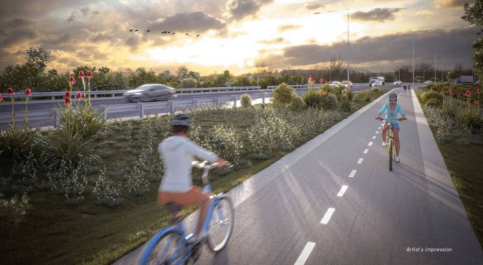 Artist's impression of the extended O'Herns Road walking and cycling pathway.