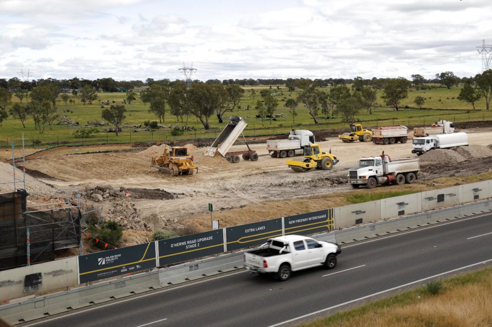 O'Herns Road Upgrade - construction progress image on stage 2, Dec 2019