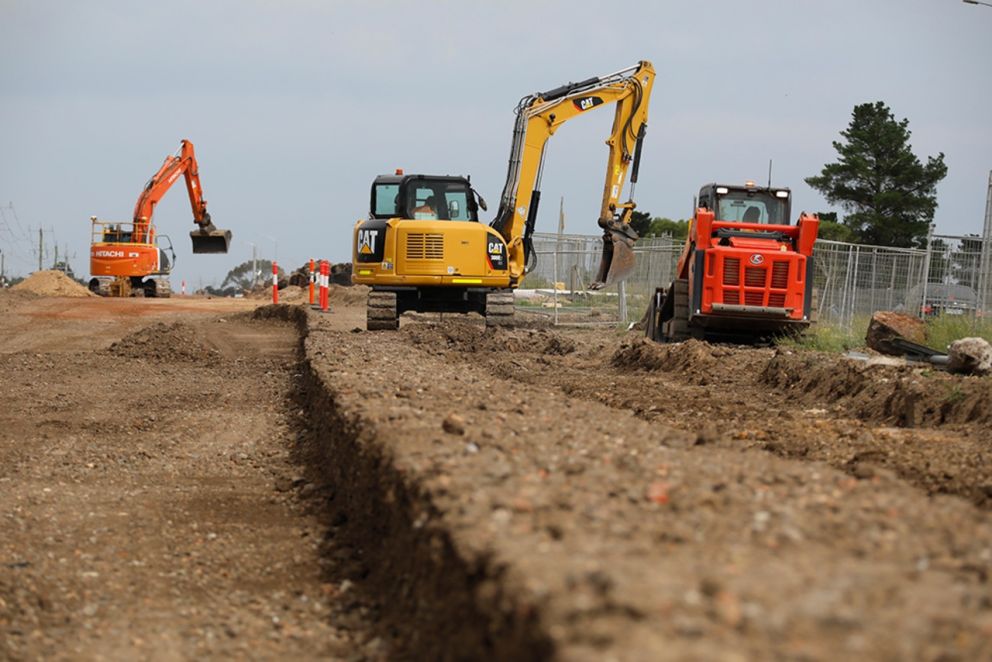 Building up the layers of the new westbound lanes