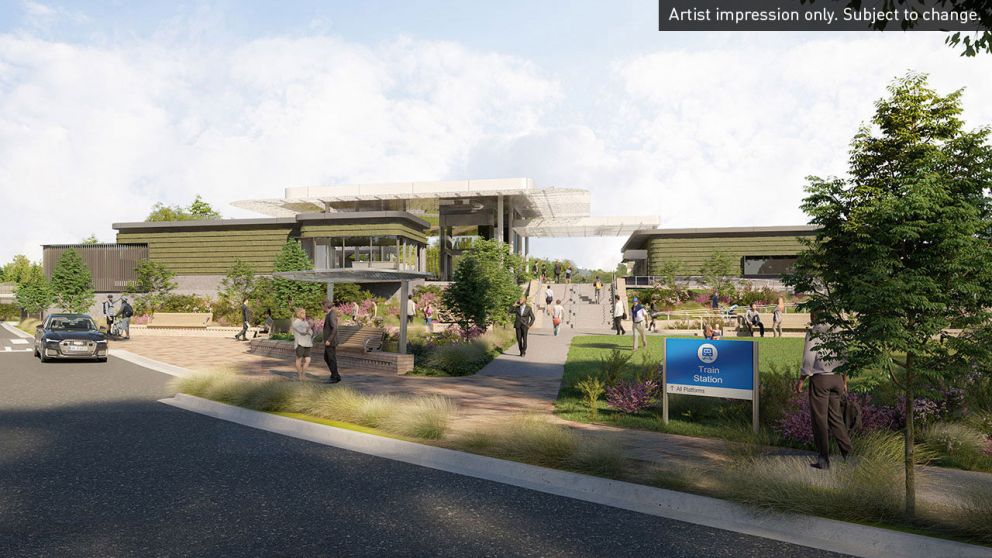 New Surrey Hills station entrance from Montrose Street