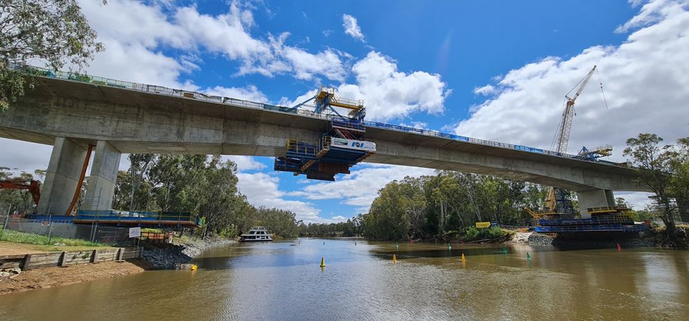 The new Murray River crossing joined in the middle to connect Victoria and NSW.