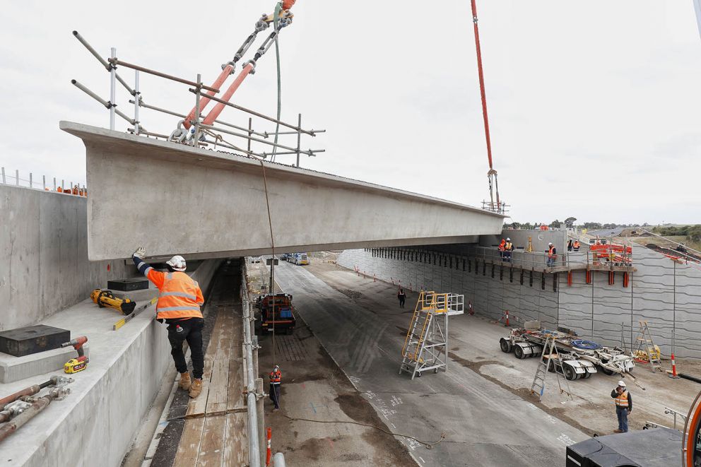 October 2020- Installed the first 12 of 252 bridges beams for the Freeway over Old Dandenong Road
