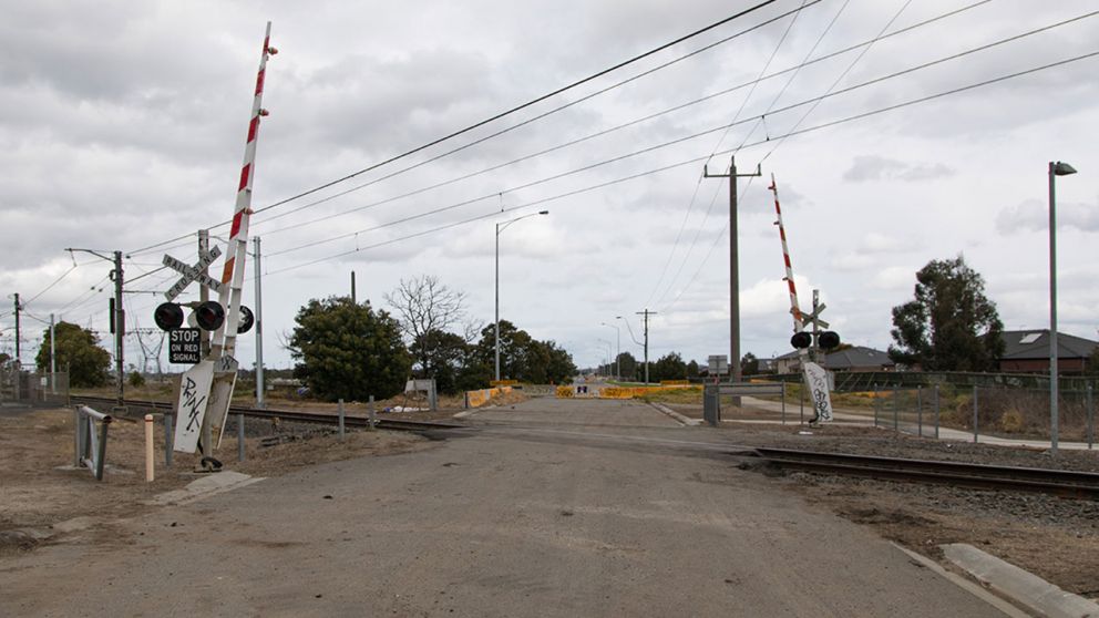 The Evans Road level crossing prior to removal works