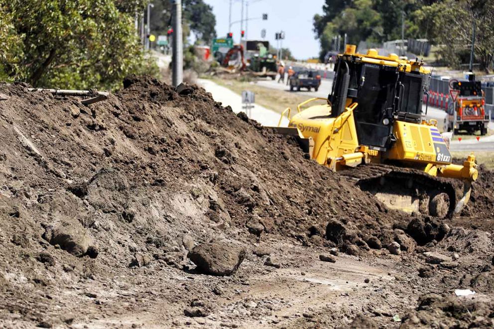 Excavation works on the Narre Warren North Road Upgrade near Belgrave-Hallam Road