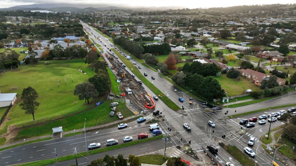 Aerial view of the Narre Warren North Road and Ernst Wanke intersection