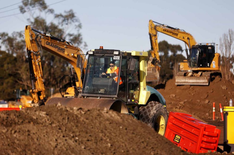 Earthworks taking place to widen the intersection