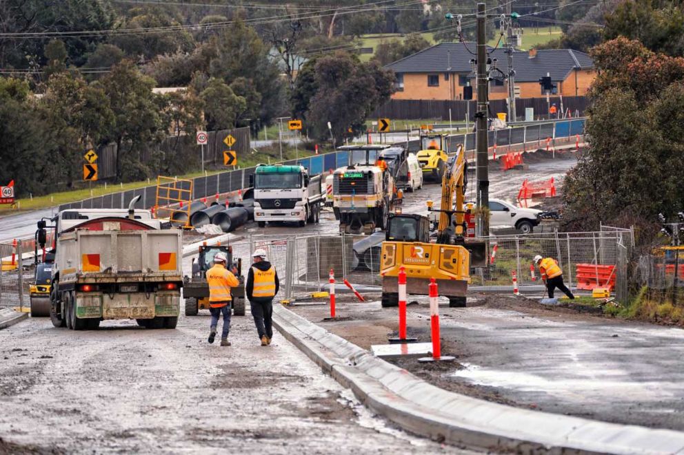 View of the new northbound lanes almost ready for asphalting along Narre Warren North Road