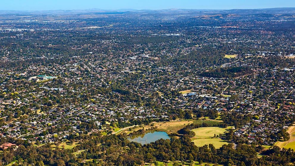 Aerial view of Banyule Flats Reserve 