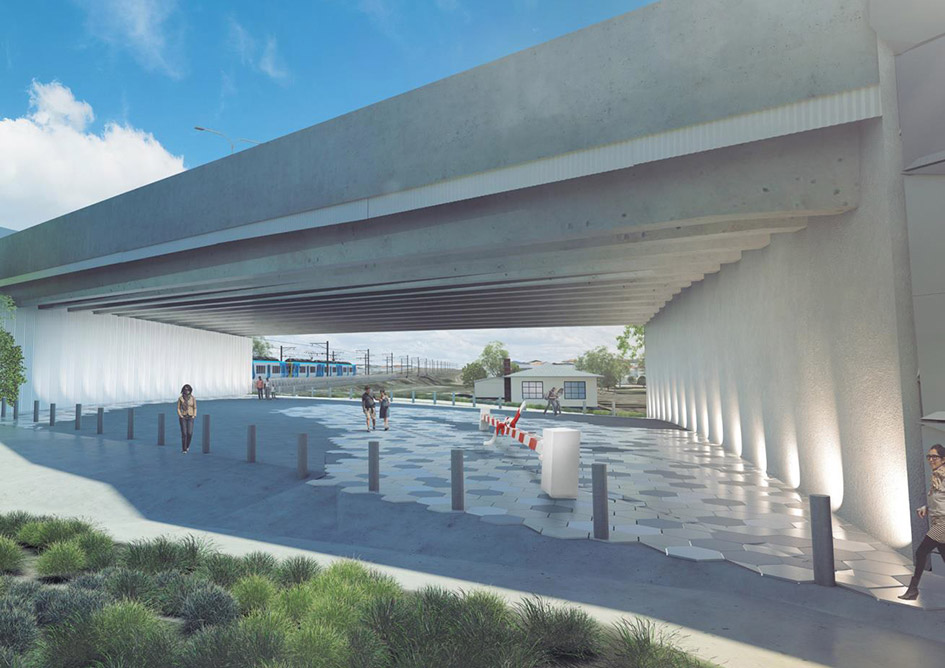 Artist impression of artwork under Melton Highway road bridge