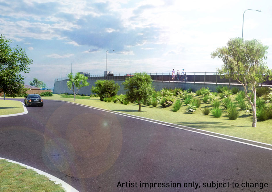 Image: Artist's impression of a pedestrian's view of the road bridge design at Evans Road in Lyndhurst