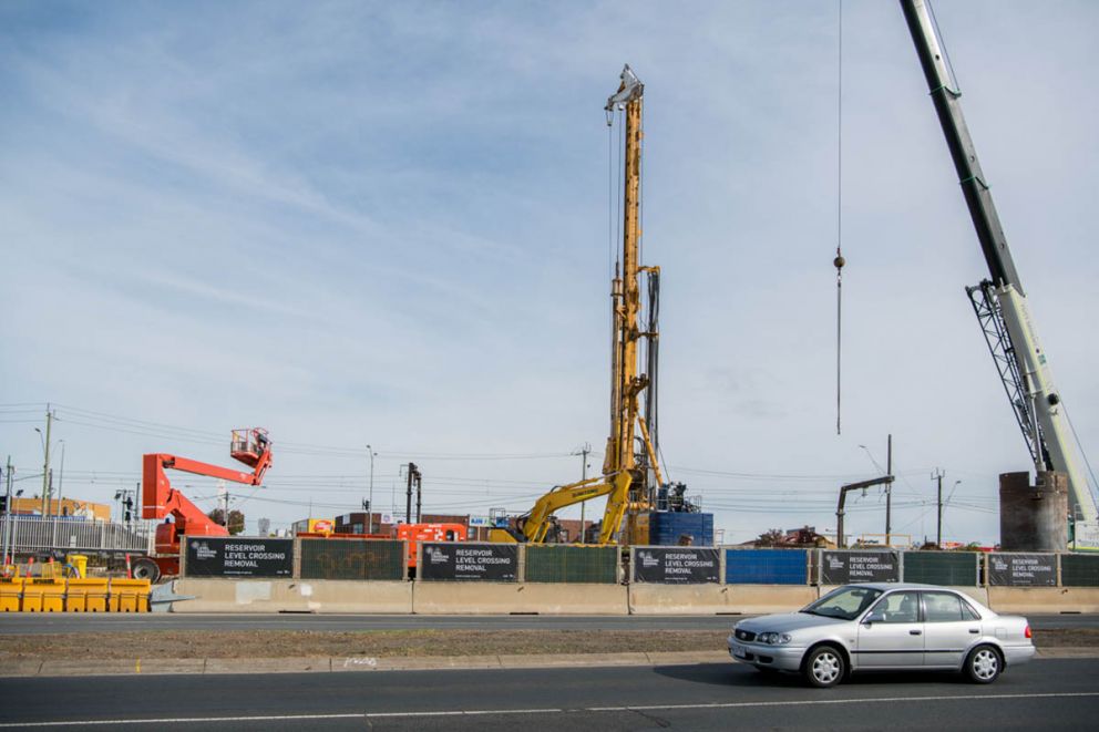 Piling rigs looking from Broadway side