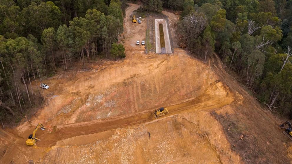Machinery works approx. 60 meters above Bogong High Plains Road 24 March