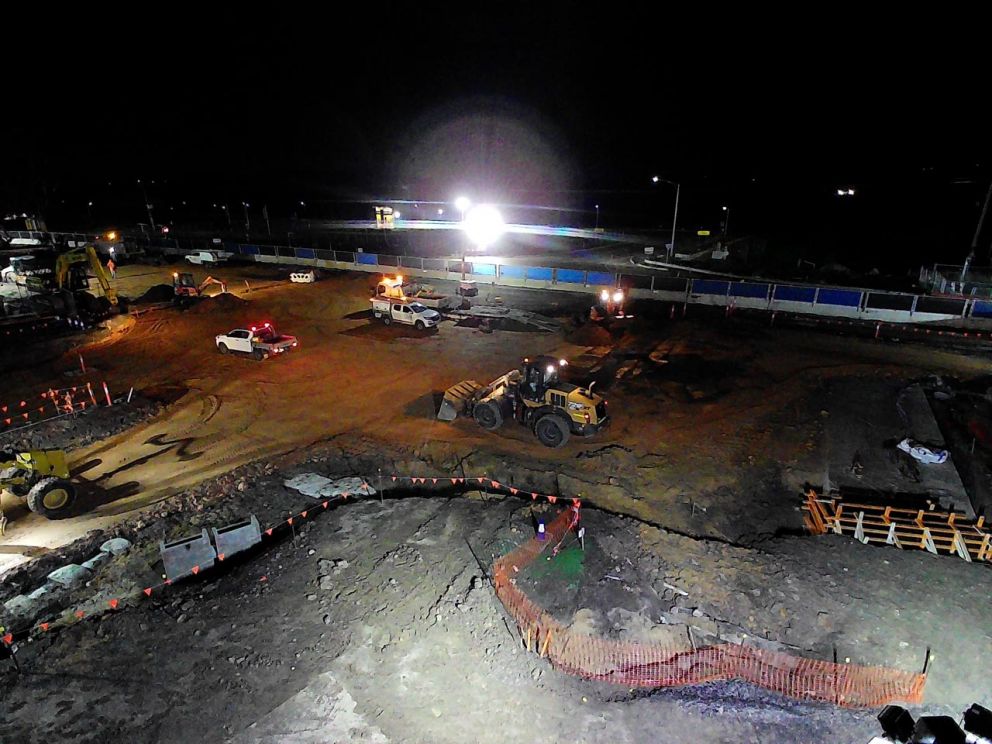 Crews working on the Sunbury Rd Upgrade