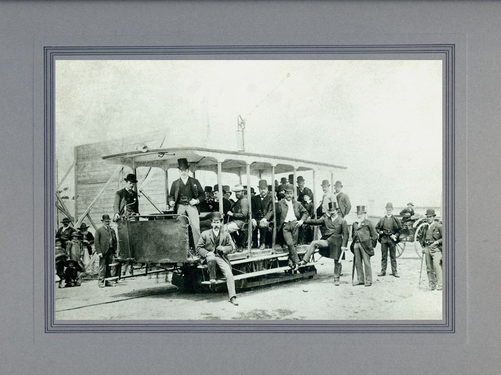 This image shows the first electric tram in the southern hemisphere in Box Hill