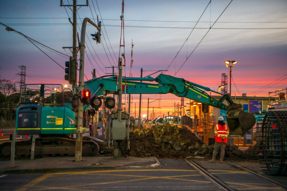 Excavator on site at Keon Parade