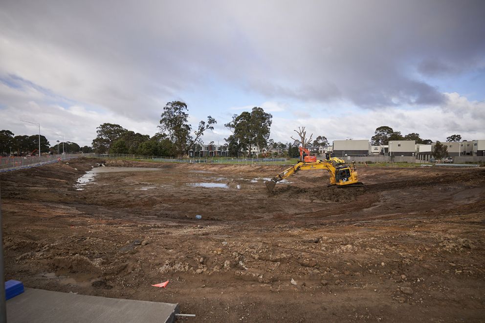 Digging out retention basin