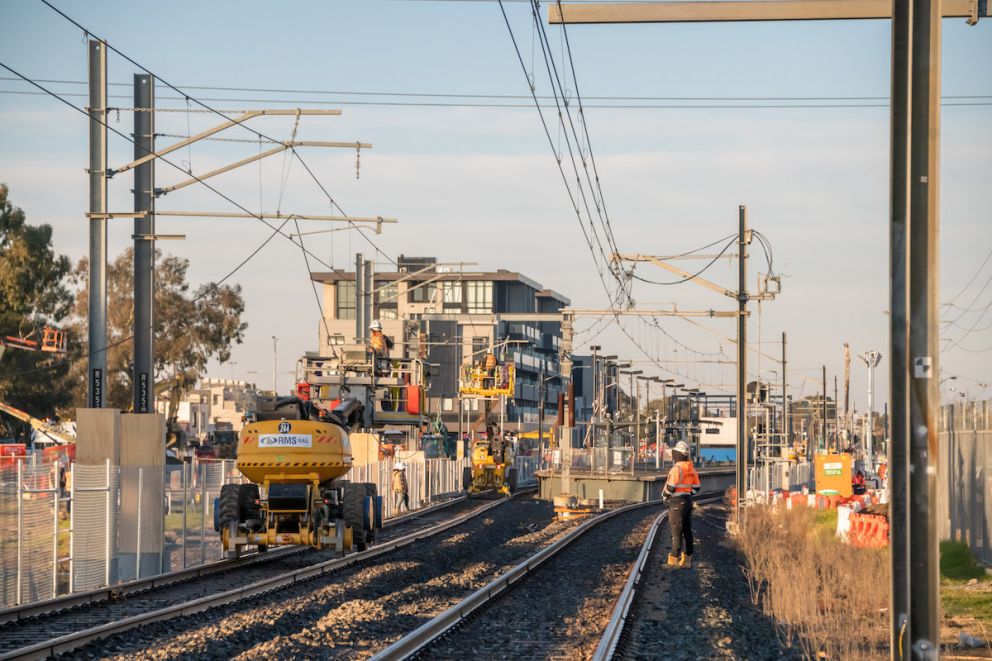 Workers on site at Keon Parade