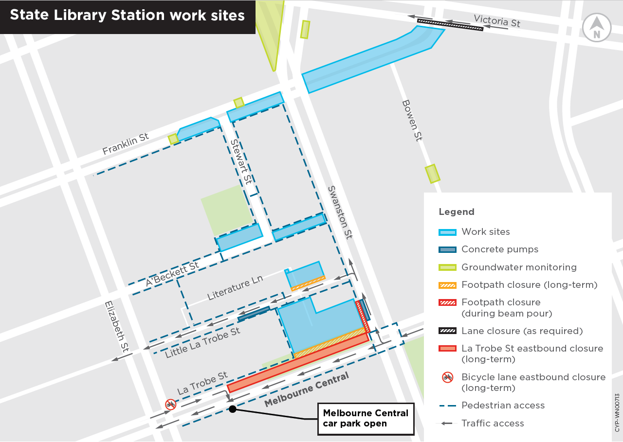 Map of the State Library Station construction site