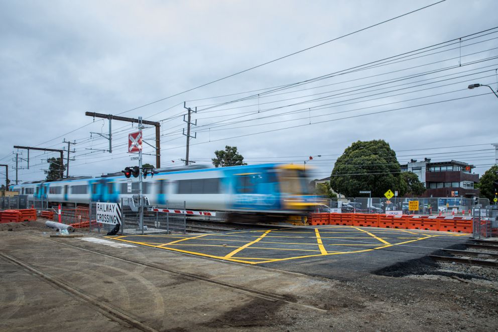 The Warrigal Road and Parkers Road boom gates have been relocated to line up with the temporary track