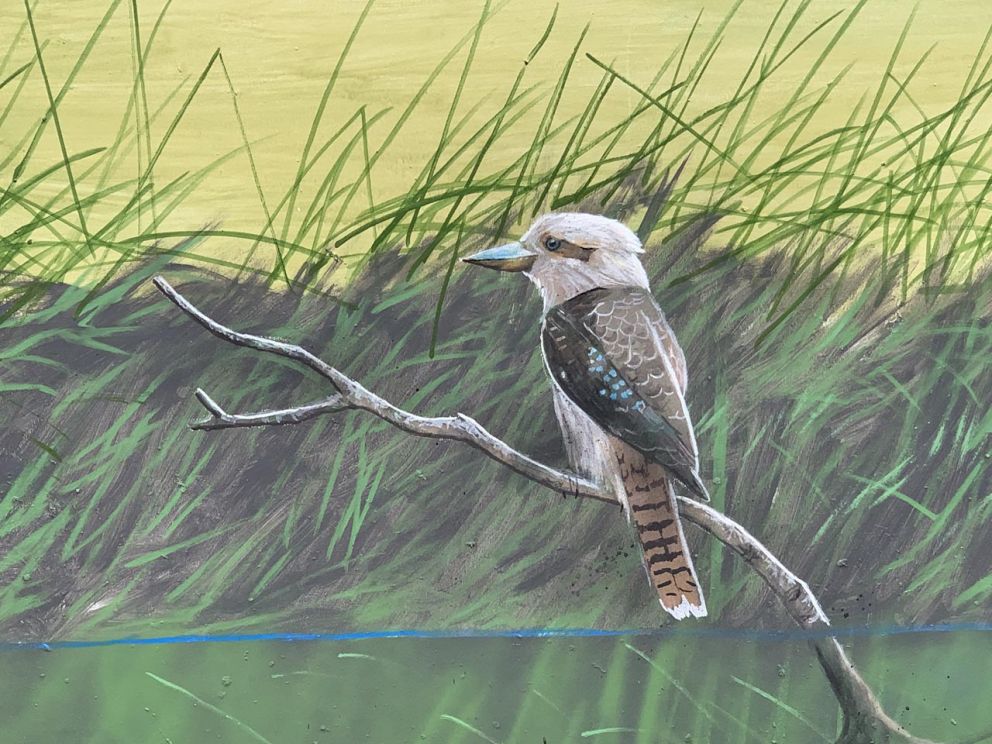 A kookaburra is featured on the mural