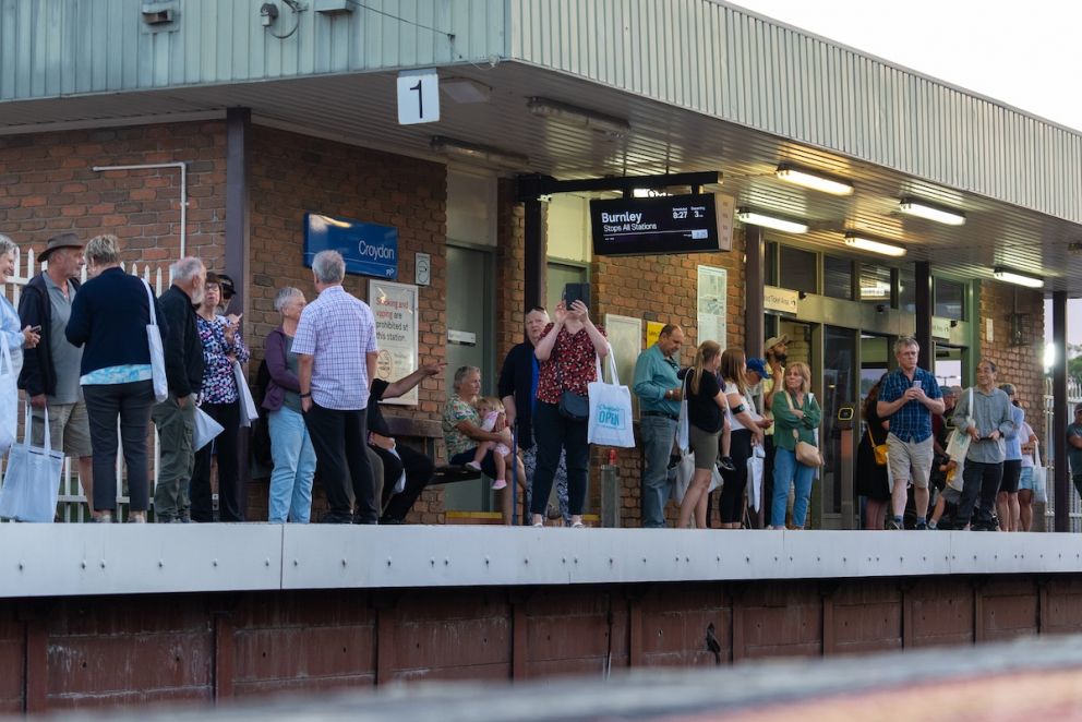 A crowd gathered to farewell the old Croydon Station