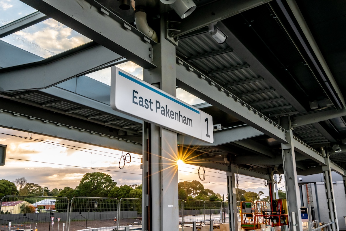 Platform signage at East Pakenham Station